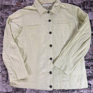 Chico's Yellow Eyelet/Embroidered Embellished Tunic Top Size 1 Not Zero